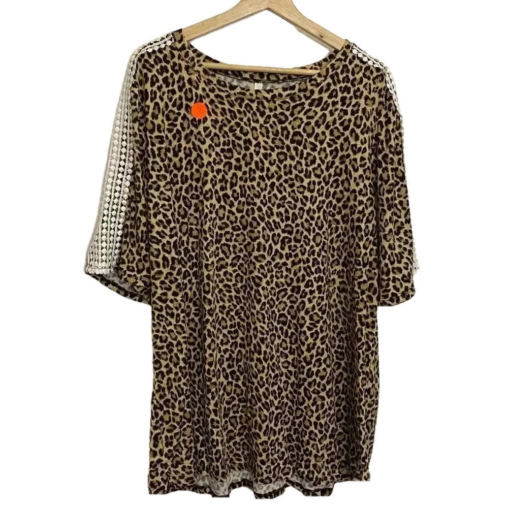 Celeste women’s leopard print top 3XL laced detail half  sleeves
